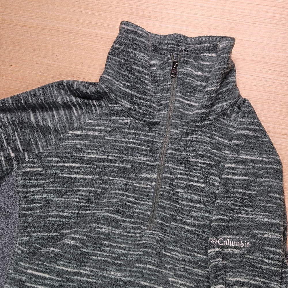 Columbia Womens Glacial Fleece III Pullover Jacket Green Marled Mock Neck Size M